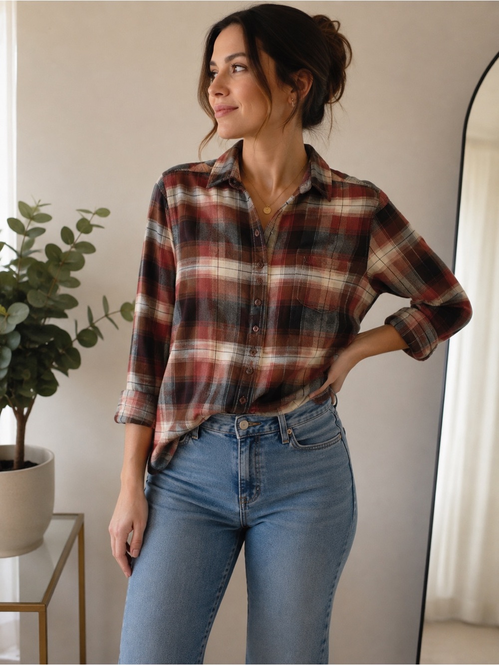Weatherproof Vintage Women’s Comfort Stretch Plaid Flannel Shirt
